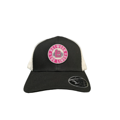 Between The Lines Black/White Trucker Hat Palm Badge