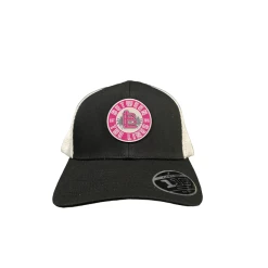 Between The Lines Black/White Trucker Hat Palm Badge