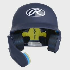 Rawlings Mach One-Tone Matte Helmet W/Adjustable Face Guard Matte Navy Jr LHB