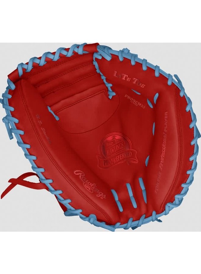 Rawlings Pro Preferred Custom ProSCM33 Catchers 33" Red/Sky Blue 3 Rawlings Pro Preferred Custom ProSCM33 Catchers 33" Red/Sky Blue - Image 3