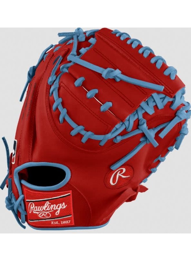 Rawlings Pro Preferred Custom ProSCM33 Catchers 33" Red/Sky Blue 1 Rawlings Pro Preferred Custom ProSCM33 Catchers 33" Red/Sky Blue