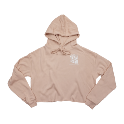 State Forty-Eight State Forty Eight Womens Cropped Fleece Hoodie Classic Pocket Peach & White