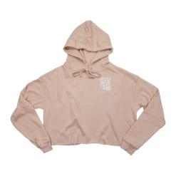 State Forty-Eight State Forty Eight Womens Cropped Fleece Hoodie Classic Pocket Peach & White