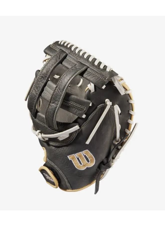 Wilson A1000 Fastpitch CM33 33 Grey/Blonde/White Catchers Mitt 2 Wilson A1000 Fastpitch CM33 33 Grey/Blonde/White Catchers Mitt - Image 2