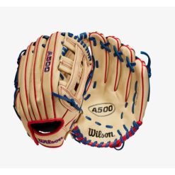 Wilson A500 12-inch Utility Youth Baseball Glove Blonde/Red/Royal -Wilson Shop wilson wilson a500 12 inch utility youth baseball 4