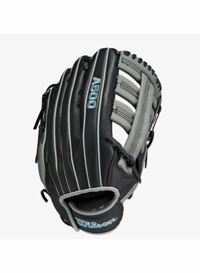 Wilson A500 12.5-inch Utility Youth Baseball Glove Black/Grey/Tropical Blue