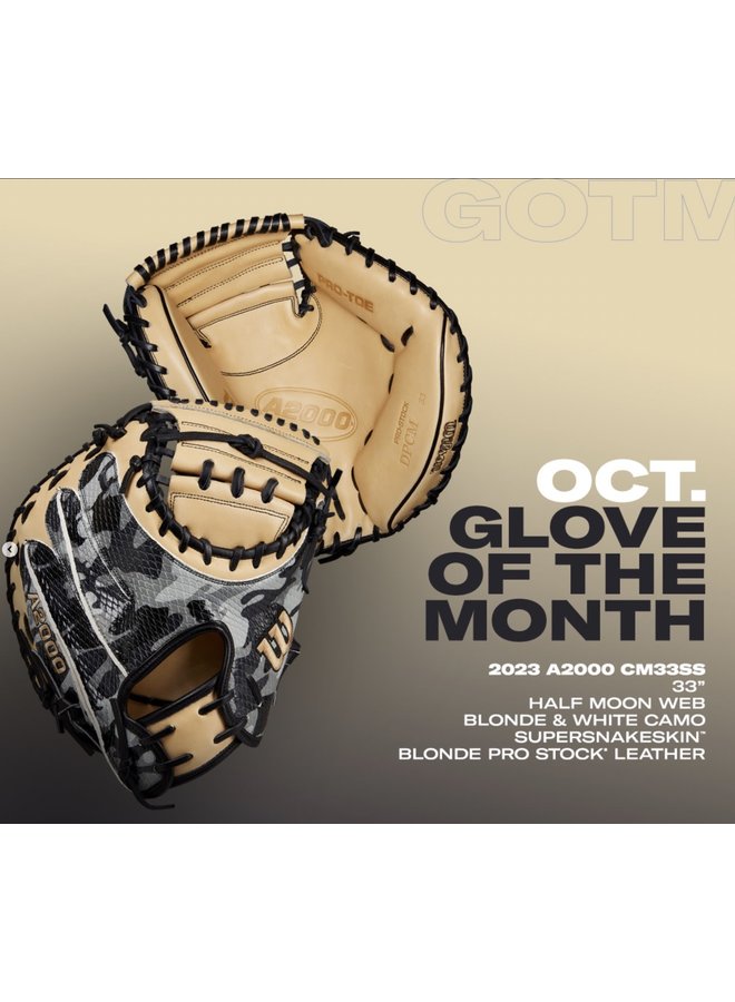 Wilson Glove of the Month October 2022 CM33 Black Camo/Blonde 33" RHT Catchers Mitt Wilson Glove Of The Month October 2022 CM33 Black Camo/Blonde 33" RHT Catchers Mitt -Wilson Shop wilson wilson glove of the month october 2022 cm33